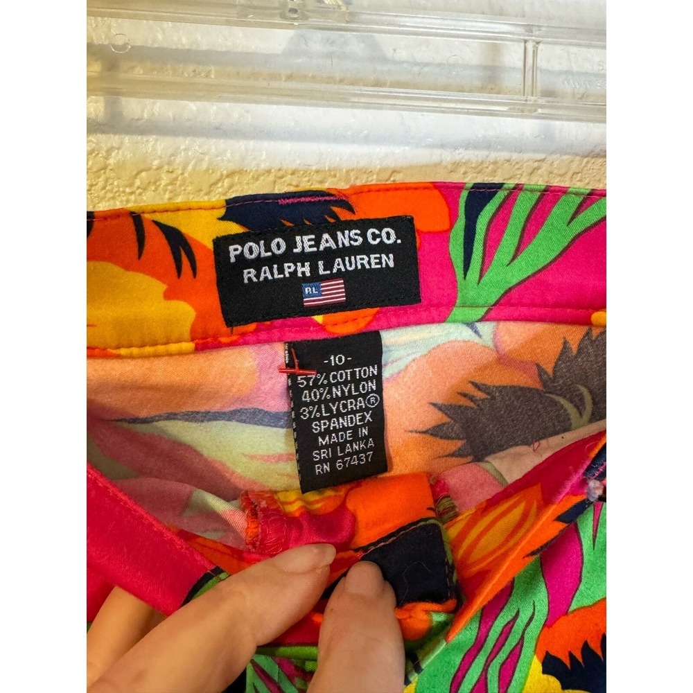 Polo Jeans Co. Ralph Lauren Floral Print Pants‎ Size 10 Red Yellow Green - Picture 8 of 8